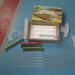Plasticville Greenhouse 1804 149 O and S scale railroad train setup